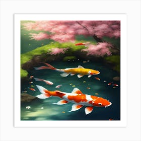 Koi Fish In The Pond 1 Art Print