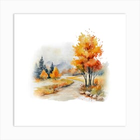 Watercolor Autumn Trees 11 Art Print