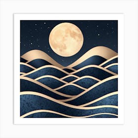 Moon Over The Ocean 2 Art Print