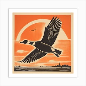 Retro Bird Lithograph Canada Goose 1 Art Print