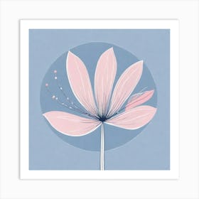 A White And Pink Flower In Minimalist Style Square Composition 282 Art Print