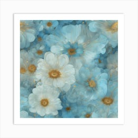 Klimts Would Love These Flowers Light Blue 10 Art Print