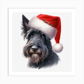 Scottish Terrier Santa Hat Affiche