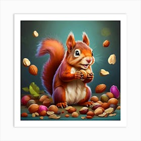 Squirrel With Nuts 1 Art Print