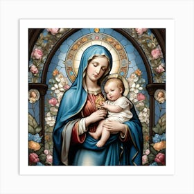 Mother Mary and Baby Jesus Stained Glass #2 Art Print