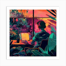 Man Working On His Laptop 1 Art Print