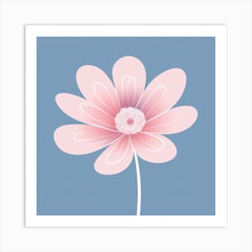 A White And Pink Flower In Minimalist Style Square Composition 311 Art Print