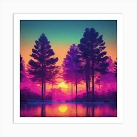 Sunset In The Forest 3 Art Print