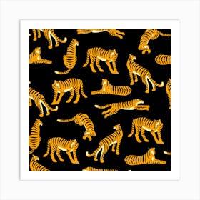 Seamless Exotic Pattern With Tigers Art Print