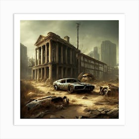 A Post Apocalyptic Wasteland With Ruins And Mutants Art Print