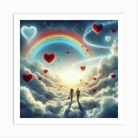 Couple With Rainbow In The Sky Art Print