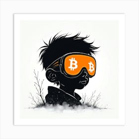 Bitcoin Kid In Goggles Art Print