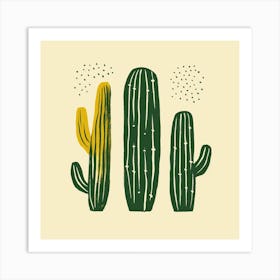 Rizwanakhan Simple Abstract Cactus Non Uniform Shapes Petrol 27 Art Print