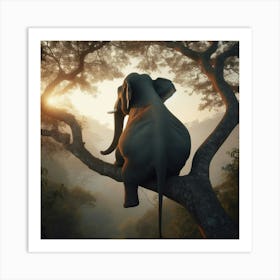 Elephant In The Tree 1 Art Print