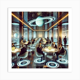 A Futuristic Restaurant Scene Showcasing Its Elite Art Print