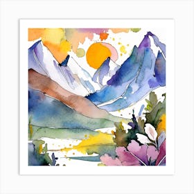 Firefly An Illustration Of A Beautiful Majestic Cinematic Tranquil Mountain Landscape In Neutral Col (33) Art Print