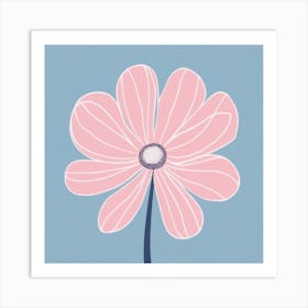 A White And Pink Flower In Minimalist Style Square Composition 453 Art Print