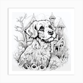 Dog In A Castle 2 Art Print