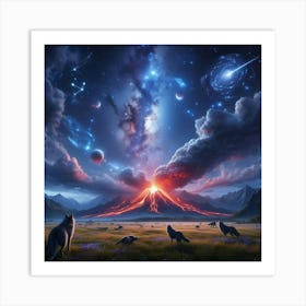 Wolf Galaxy Volcano 4 Art Print