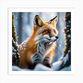 Fox In The Snow 13 Art Print