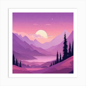 Misty mountains background in purple tone 54 Art Print