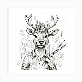 Deer Drawing 27 Art Print