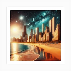 Chicago Skyline - Futuristic Art Art Print