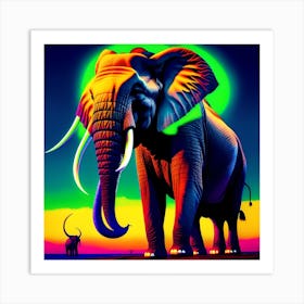 NEON ELEPHANT Art Print