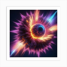 Plasma Explosion Glitch Art 14 Art Print