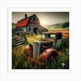 Antique Truck In High Grass 2 Copy Art Print