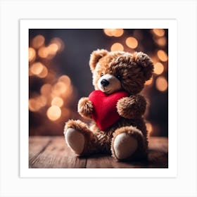 Teddy Bear With Heart Art Print