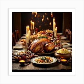 An Age Old Thanksgiving Feast Smothered In The Aroma Of Perfectly Roasted Delicacies From Succulen (1) Art Print