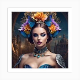 Beautiful Woman With Butterfly Wings 4 Art Print