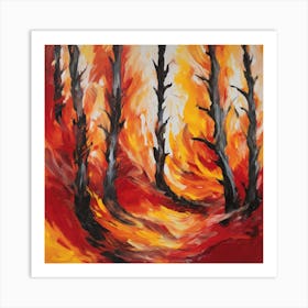 Fire In The Forest 3 Art Print