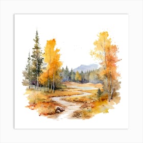 Watercolor Autumn Forest 7 Art Print