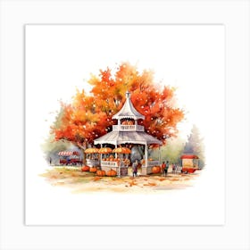 Farmhouse And Pumpkin Patch 7 Art Print