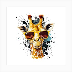 Watercolor Cute Giraffe Art Print