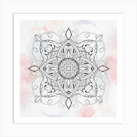 Mandala Motif on Watercolor Background Art Print