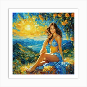 Sunset Girlvgg Art Print