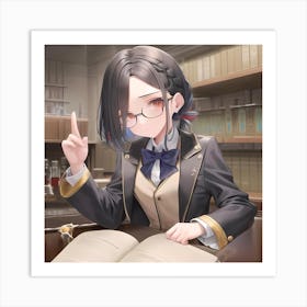 Anime Girl studying Art Print