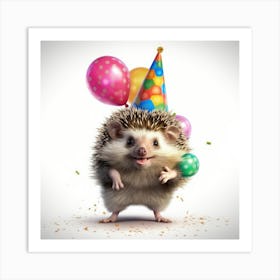 Birthday Hedgehog Art Print