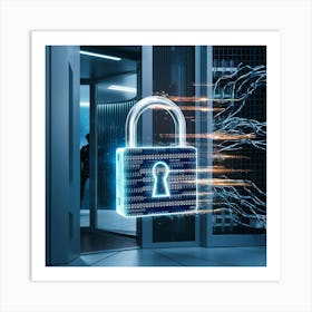 Padlock In A Data Center 1 Art Print