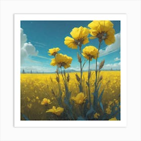 Yellow Flowers In A Field 43 Art Print