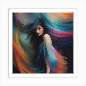 Girl In A Colorful Dress Art Print