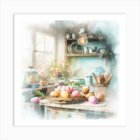 Easter Eggs In The Kitchen 1 Art Print