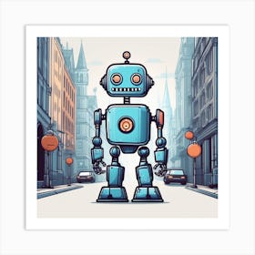 Robot On The Street 42 Art Print