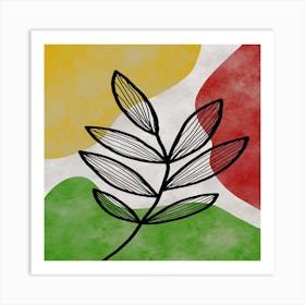 Leaf On A Colorful Background Art Print