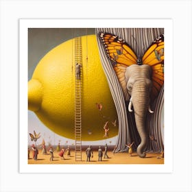 Lemon And An Elephant Art Print