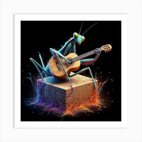 Mantis Bug Playing Guitar Art Print