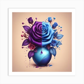 Blue Roses In A Vase 1 Art Print